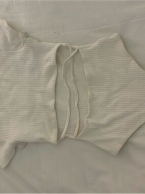 Princess Polly Ivory Ribbed Tie-Back Bodysuit